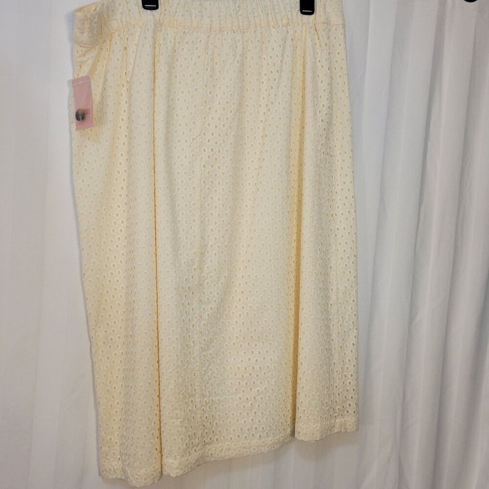 Evri Maxi Skirt Womens Size 1x Eyelet Button-Front Cream Cotton Lined Nwt $68 - Picture 2 of 10